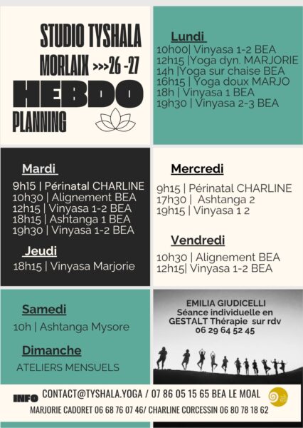 planning hebdo 26 27 #tyshalayoga (affiches (portrait)) (cartes postales (portrait)) 1